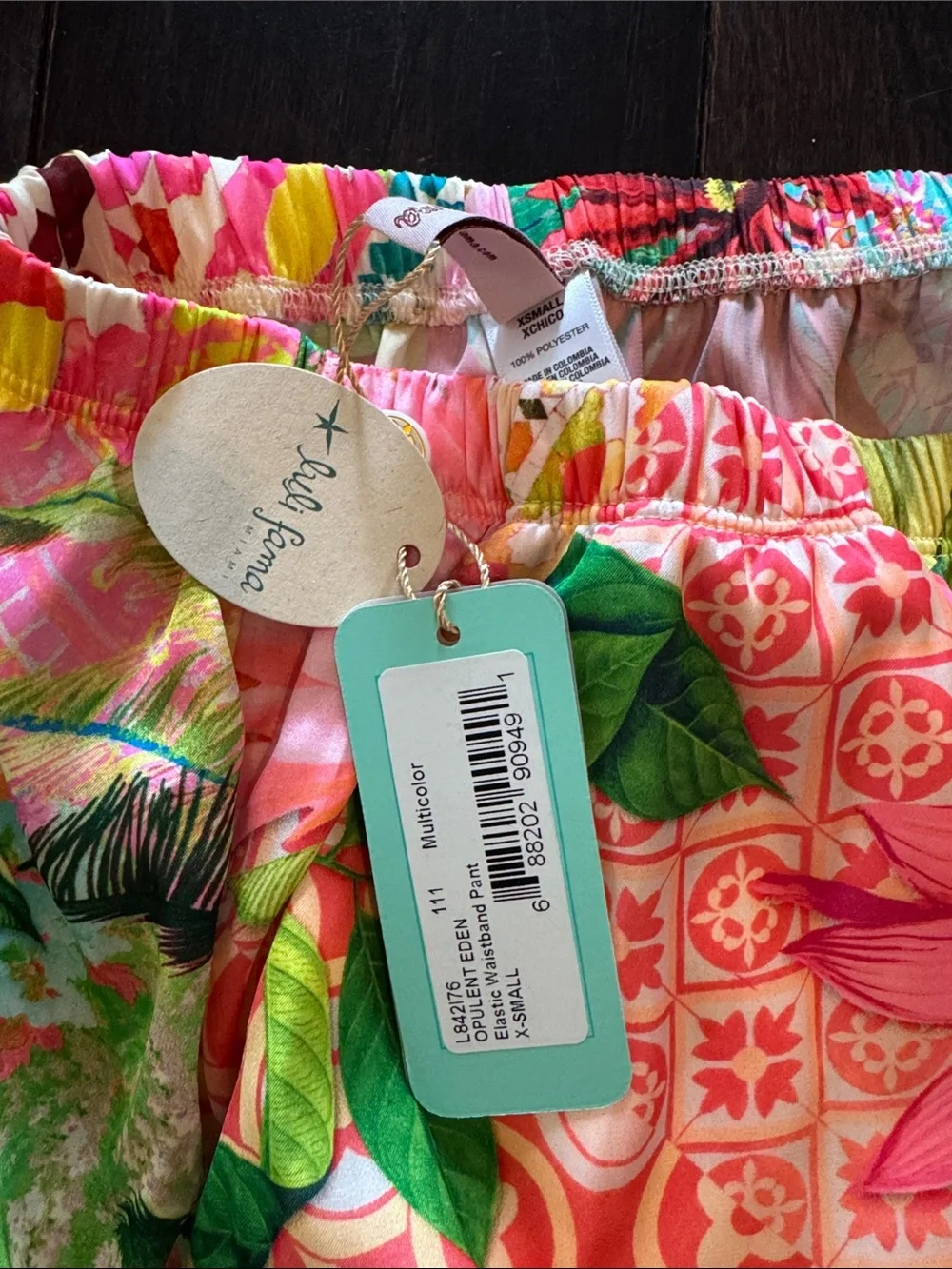 Luli Fama Tropical Floral Pink Green Multicolor Jacket & Pants Set